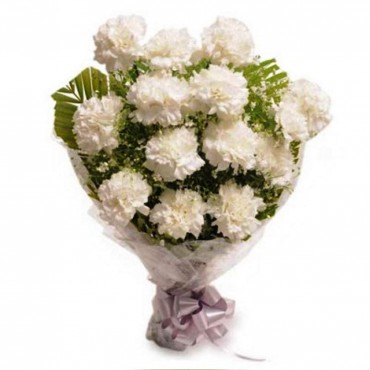 Fresh Flowers Bunch of 10 White Carnations